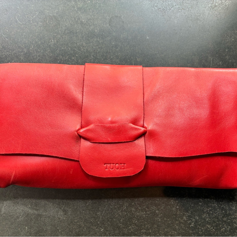 Red Leather Clutch by TUOH